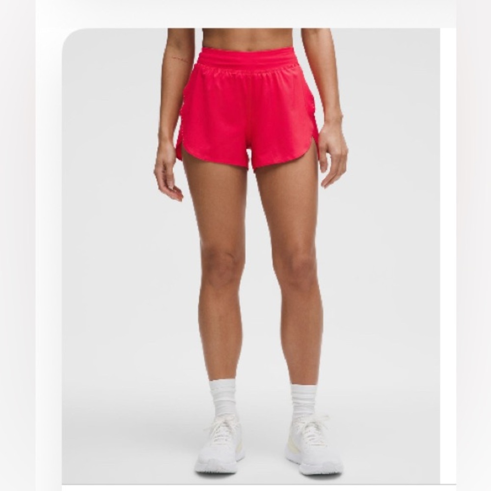 Lululemon fast and free high rise split hem short 3” Red Glow- Medium